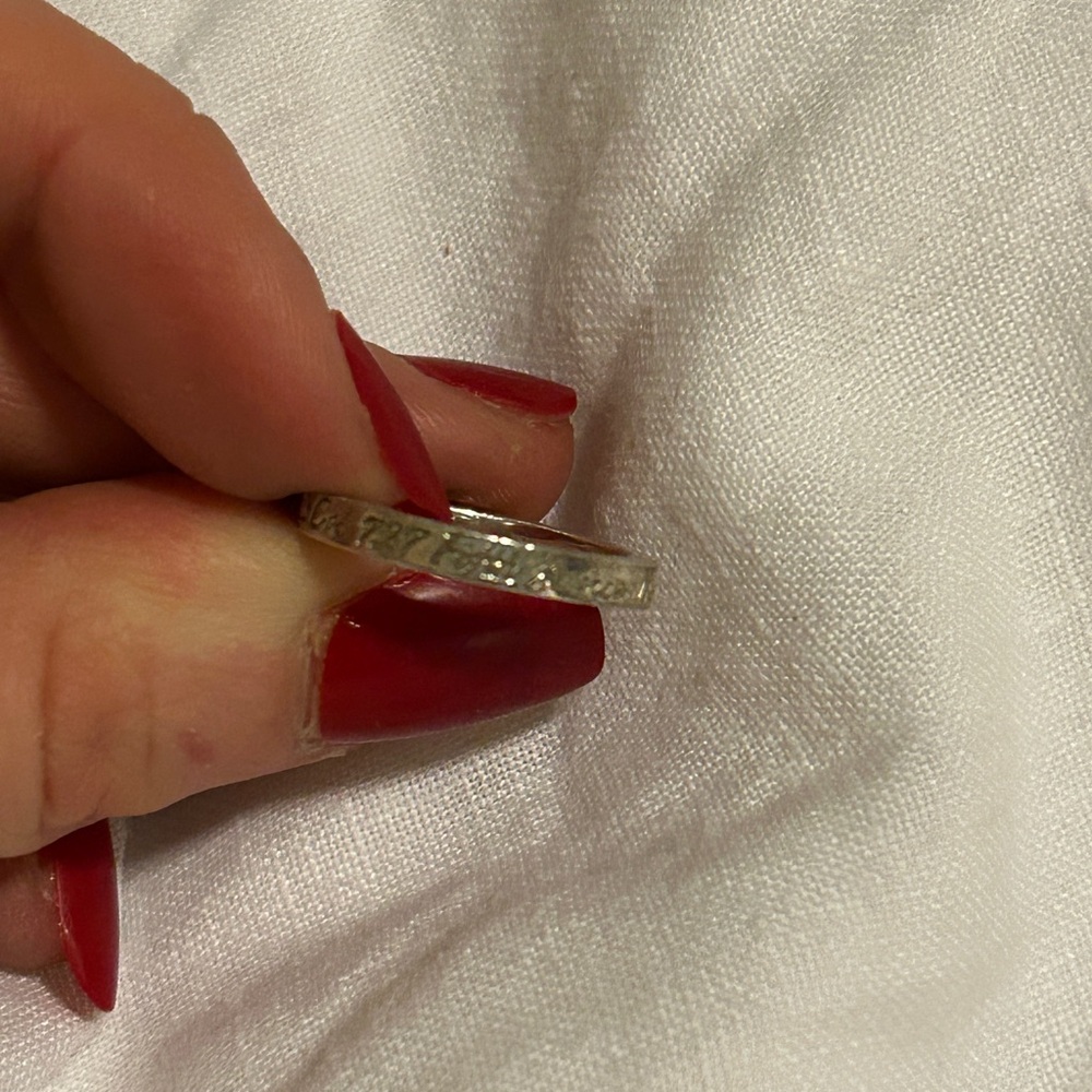 Tiffany & Co. Silver Engraved Band Ring on Blue 6.5 - Picture 9 of 11